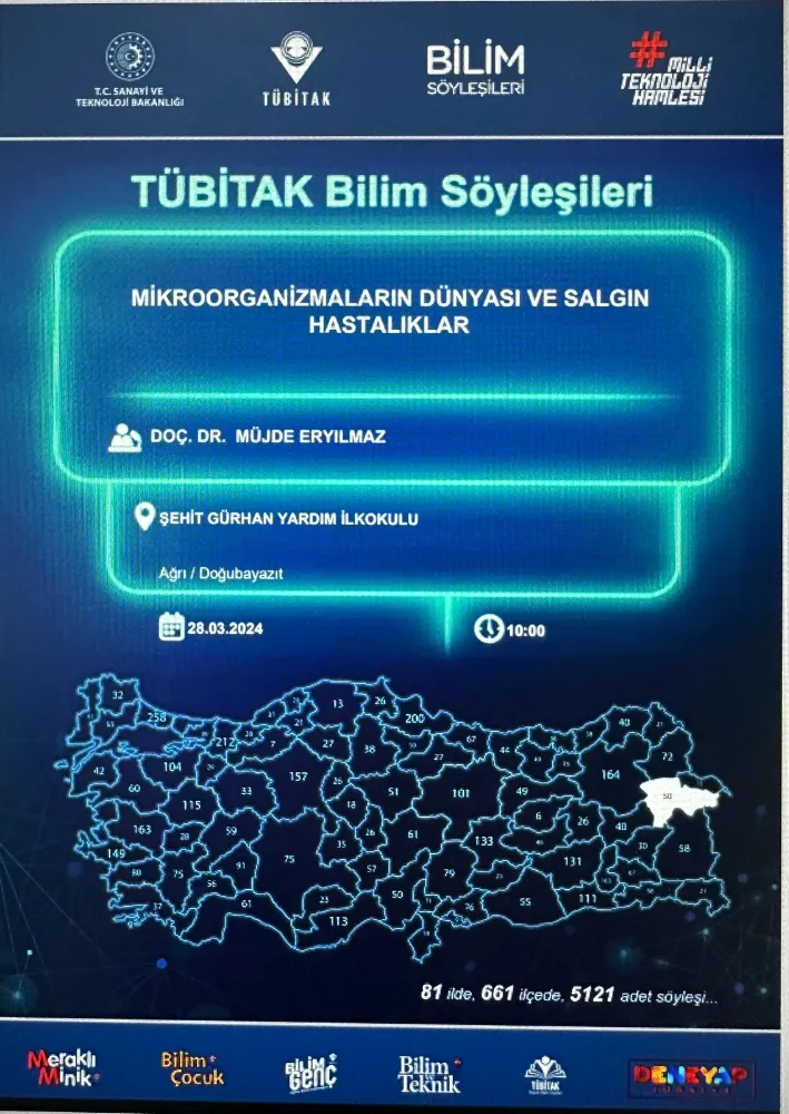 Doç. Dr. Müjde ERYILMAZ TÜBİTAK Bilim söyleşisi kapsamında Doğubayazıt'ta 