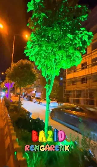  Refüjlerdeki ağaçların renkli ışıklarla süslenmesi görsel şölen oluşturdu